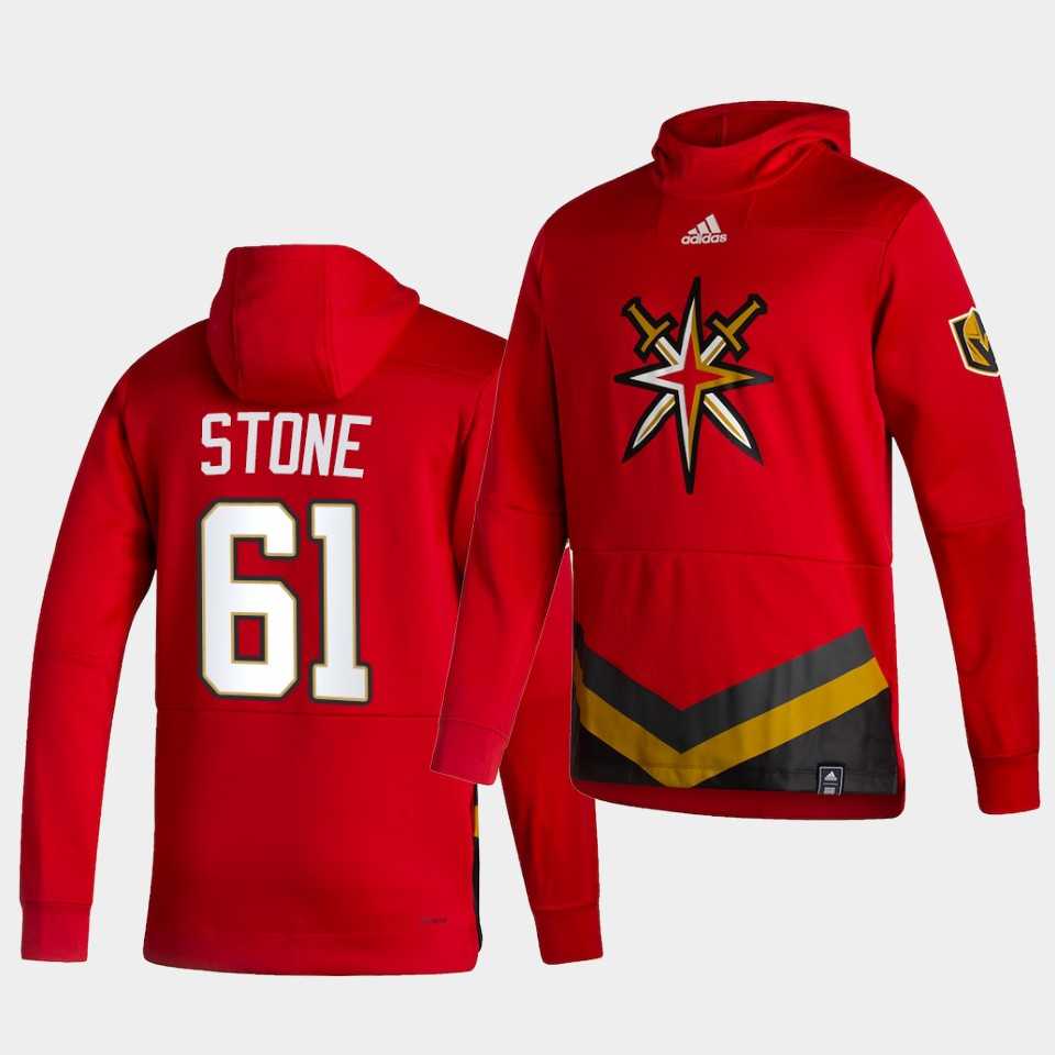 Men Vegas Golden Knights 61 Stone Red NHL 2021 Adidas Pullover Hoodie Jersey